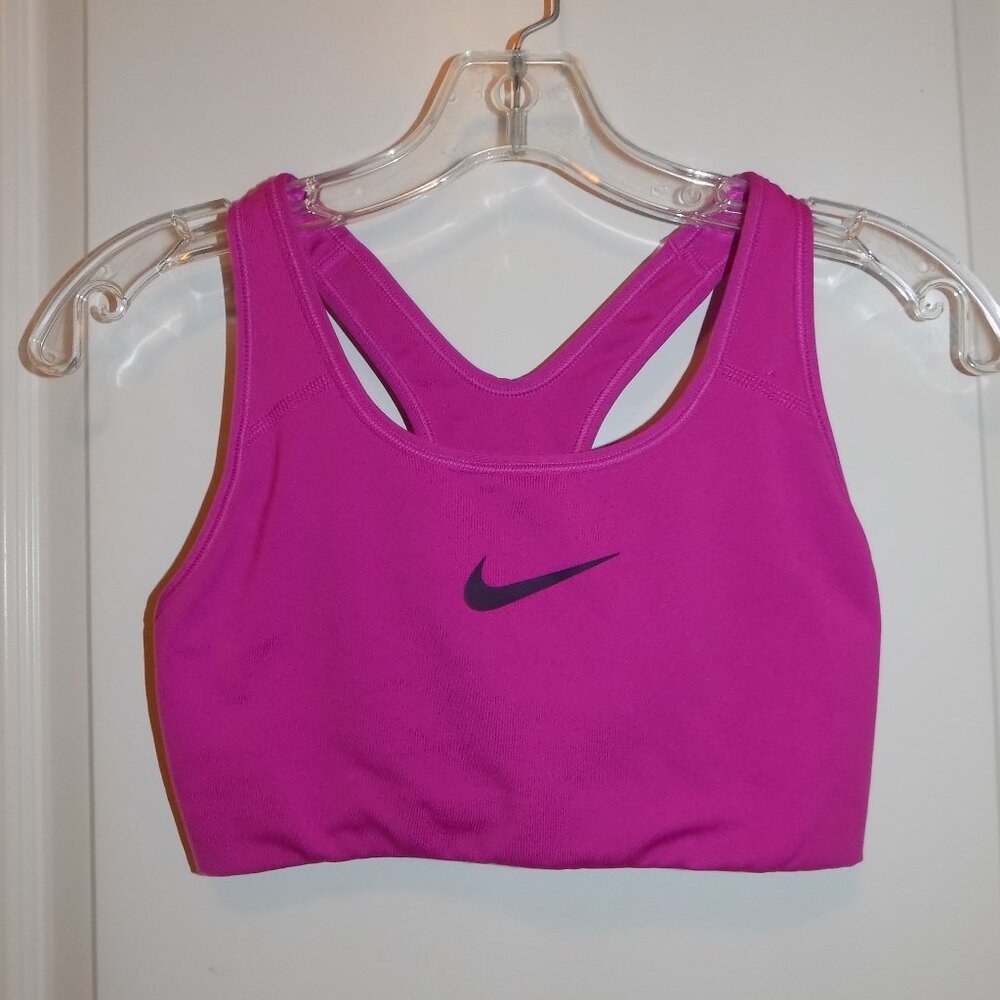 NIKE Womens Small DRI-FIT Pro Classic Swoosh Bra Running Sports Bra Pink Worn 1x